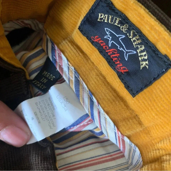 Paul & Shark  Yachting Brown Tapered Leg Corduroy Cotton Trousers Size 34 USA - Picture 6 of 16